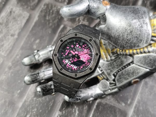 Кастомные часы Casio G-Shock GA-2100 — чёрный матовый браслет и чёрный безель — фото 6