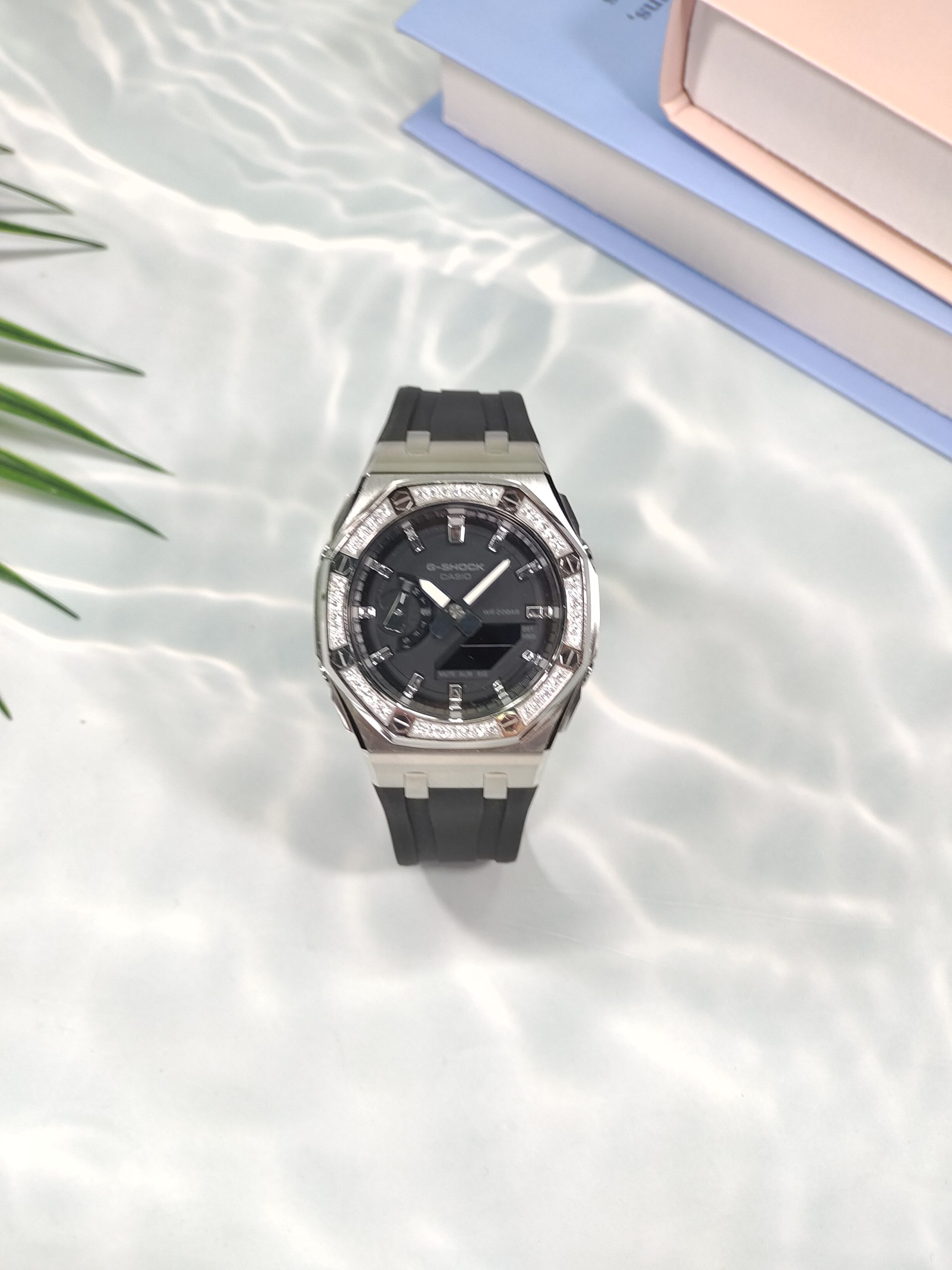 Кастомные часы CASIO 1A | Мод | CasiOAK Custom Кастомные часы Casio G-Shock GA-2100 — чёрный ремешок, серебряный корпус и чёрный циферблат