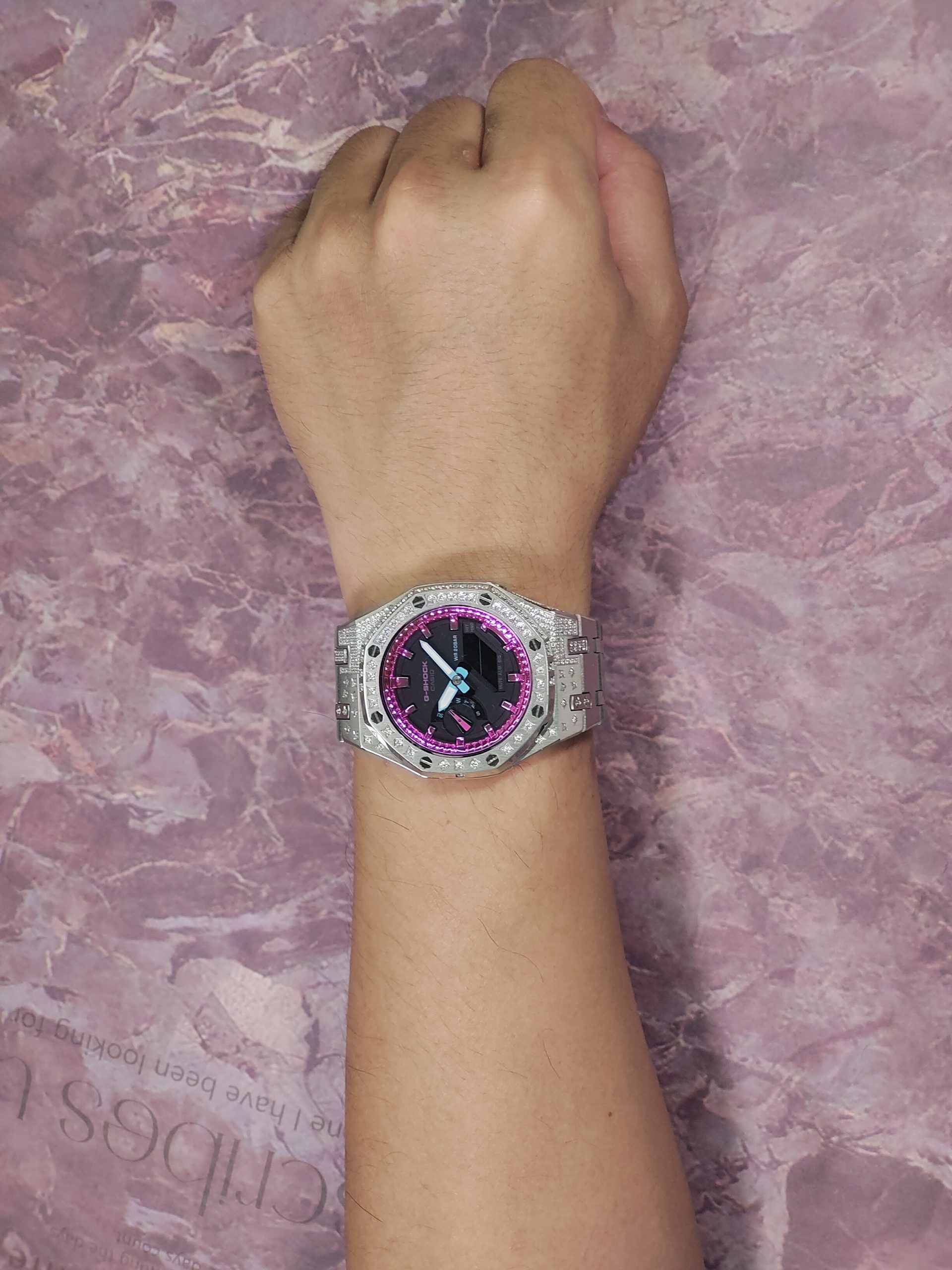 Кастомные часы CASIO VB-1A | Мод | CasiOAK Custom Кастомные часы CasiOAK — серебристый корпус и фиолетовый циферблат
