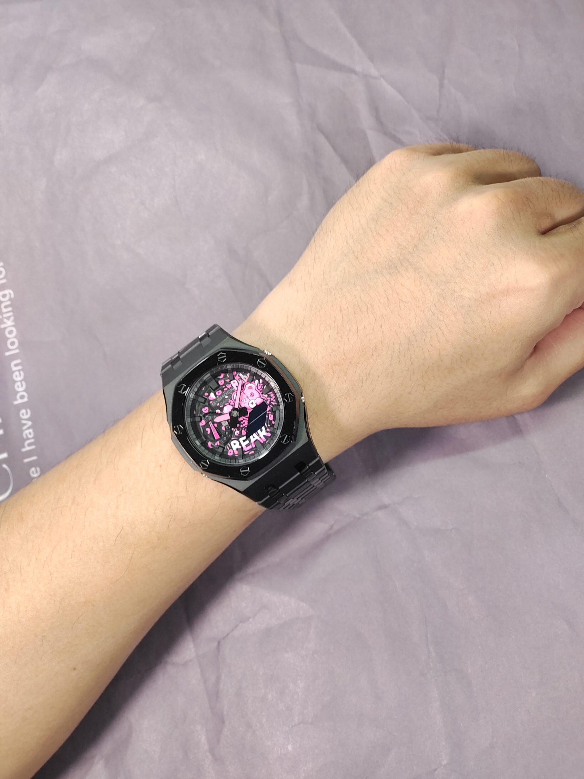 Кастомные часы CASIO 1A1 | Мод | CasiOAK Custom Кастомные часы Casio G-Shock GA-2100 — чёрный браслет и розовый циферблат