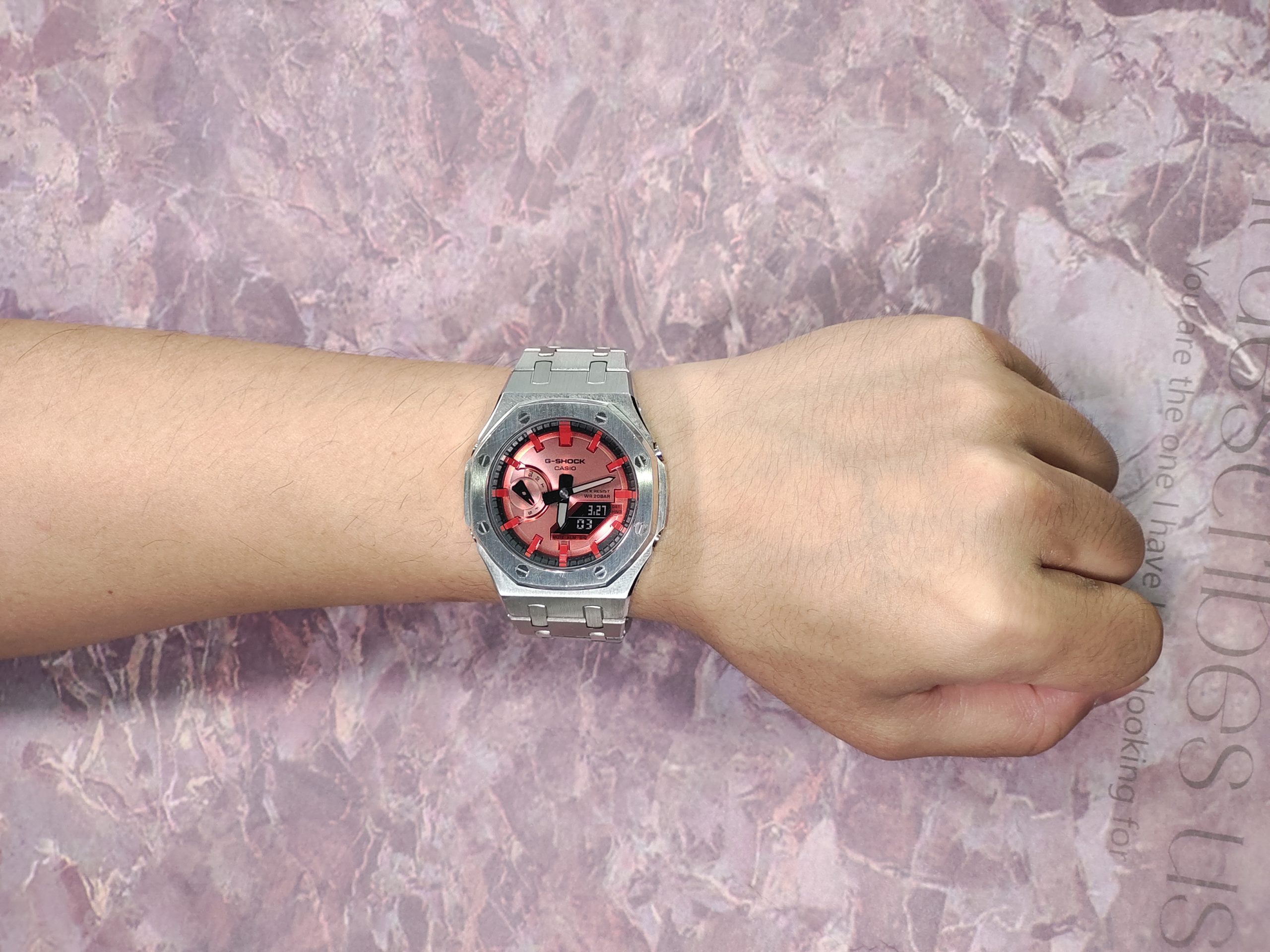 Кастомные часы CASIO GA-2100 | Мод | CasiOAK Custom Кастомные часы Casio G-Shock GA-2100 — стальной браслет и красный циферблат