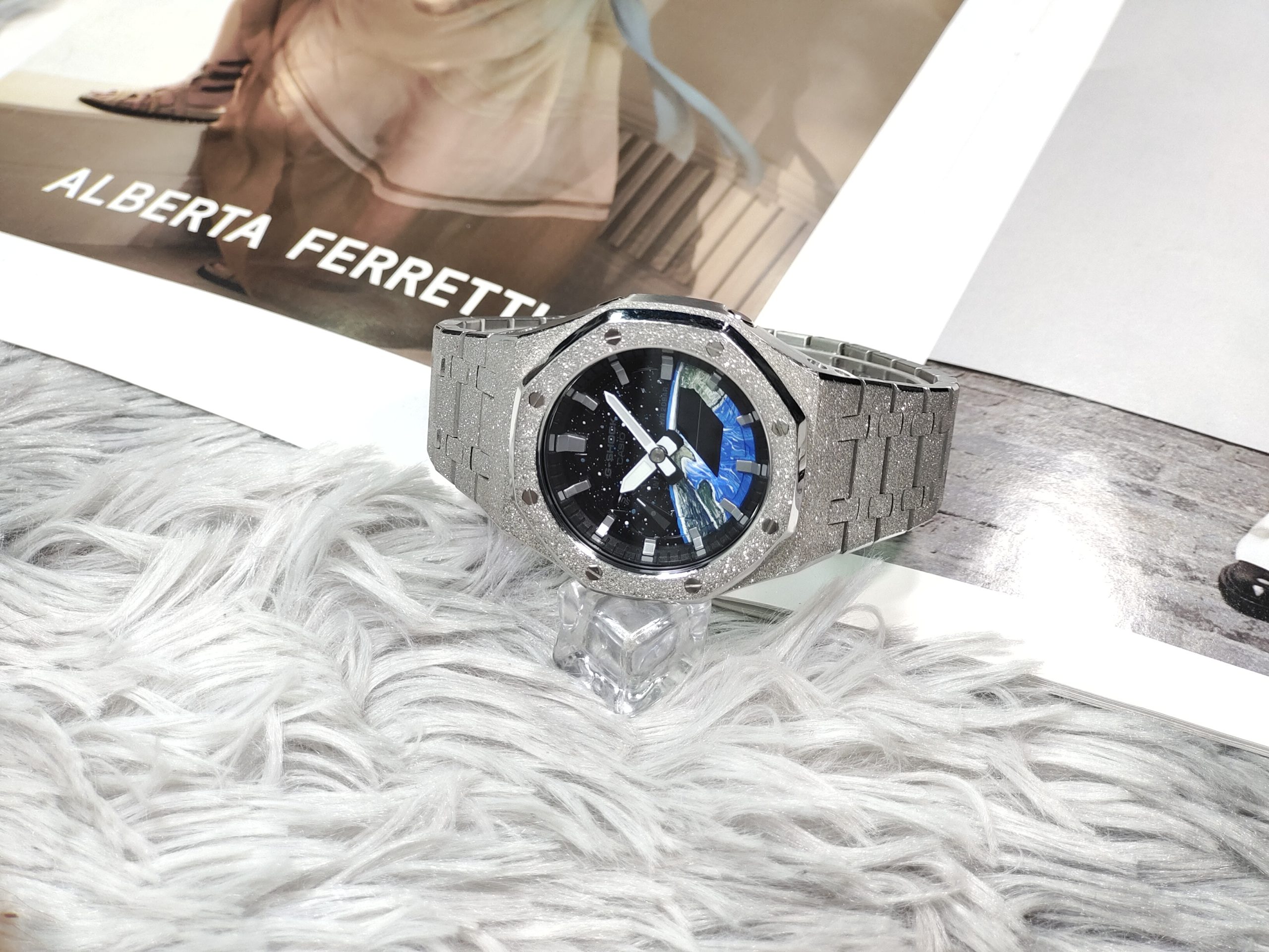 Кастомные часы CASIO 1A | Мод | CasiOAK Custom Кастомные часы Casio G-Shock GA-2100 — стальной браслет и сине-чёрный циферблат