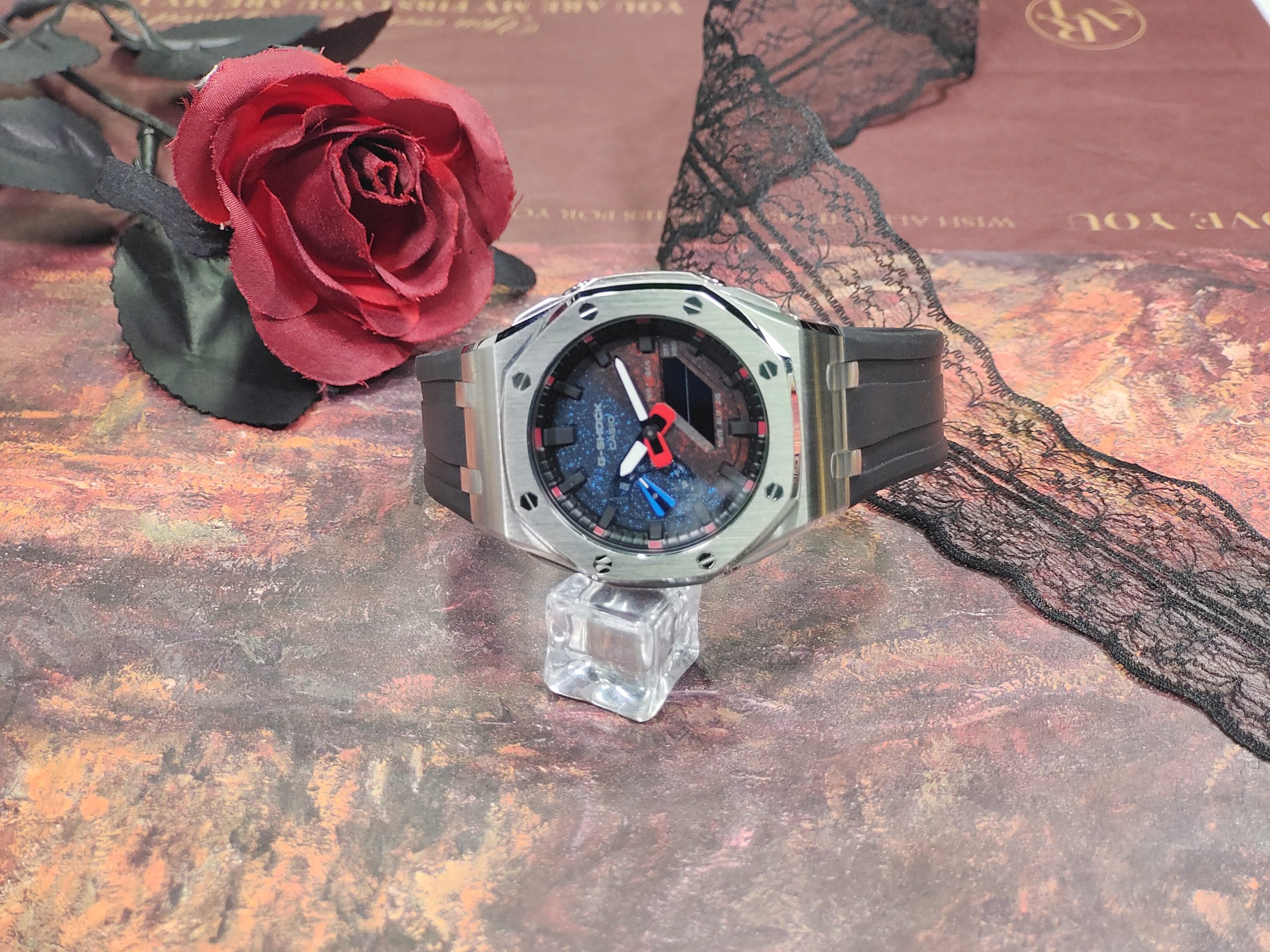 Кастомные часы CASIO 1A | Мод | CasiOAK Custom Кастомные часы Casio G-Shock GA-2100 — тёмный ремешок и звёздный циферблат