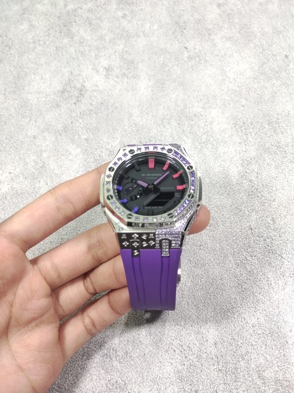 Кастомные часы Casio G-Shock GA-2100 — Фиолетовый циферблат и Космический туман — фото 5