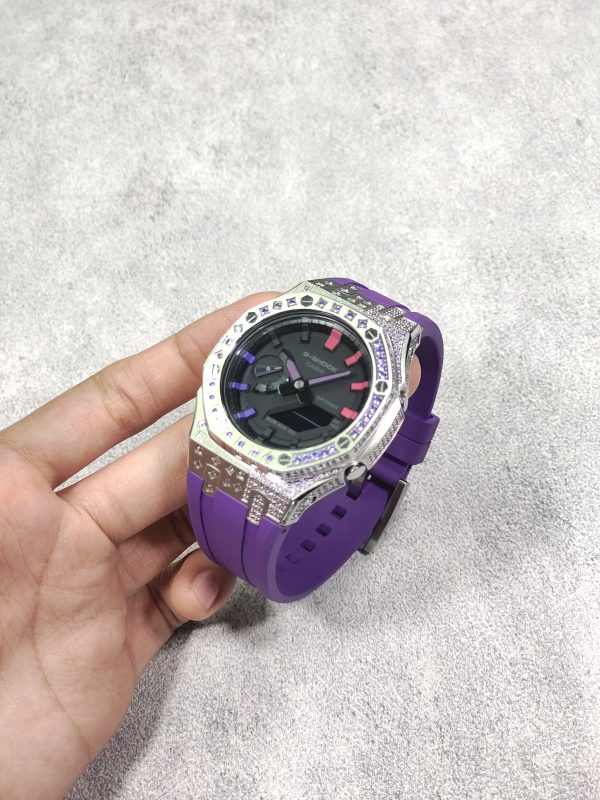 Кастомные часы Casio G-Shock GA-2100 — Фиолетовый циферблат и Космический туман — фото 6