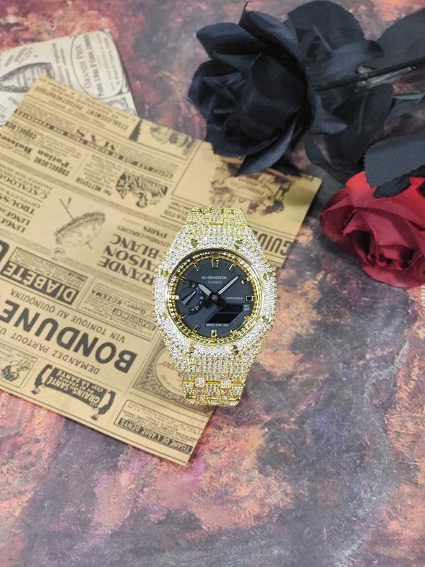 Кастомные часы Casio G-Shock GA-2100 — браслет и корпус с кристаллами — фото 3