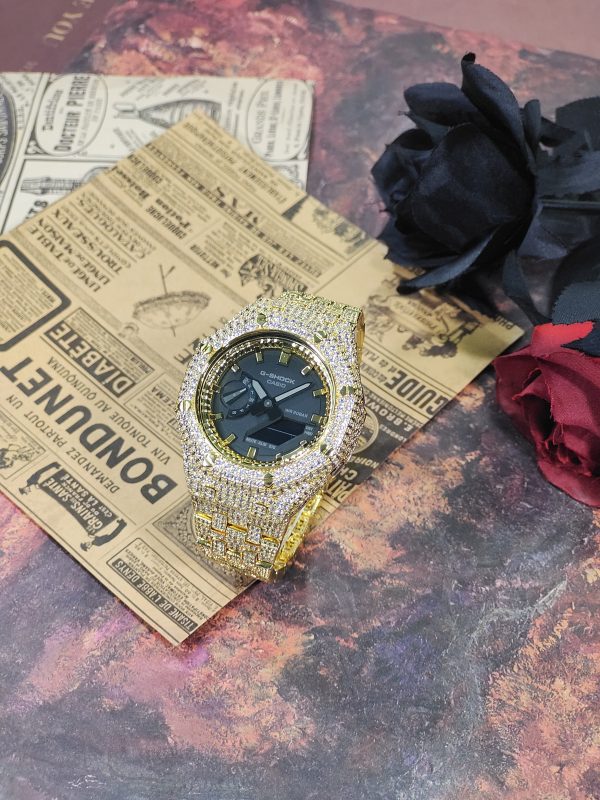 Кастомные часы Casio G-Shock GA-2100 — браслет и корпус с кристаллами — фото 4