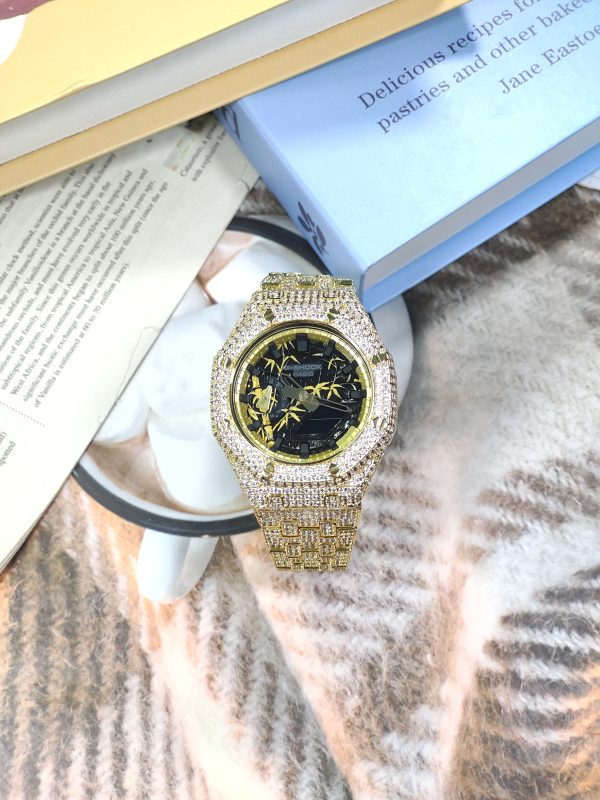 Кастомные часы Casio G-Shock GA-2100 — золотистый браслет и полированный безель — фото 1