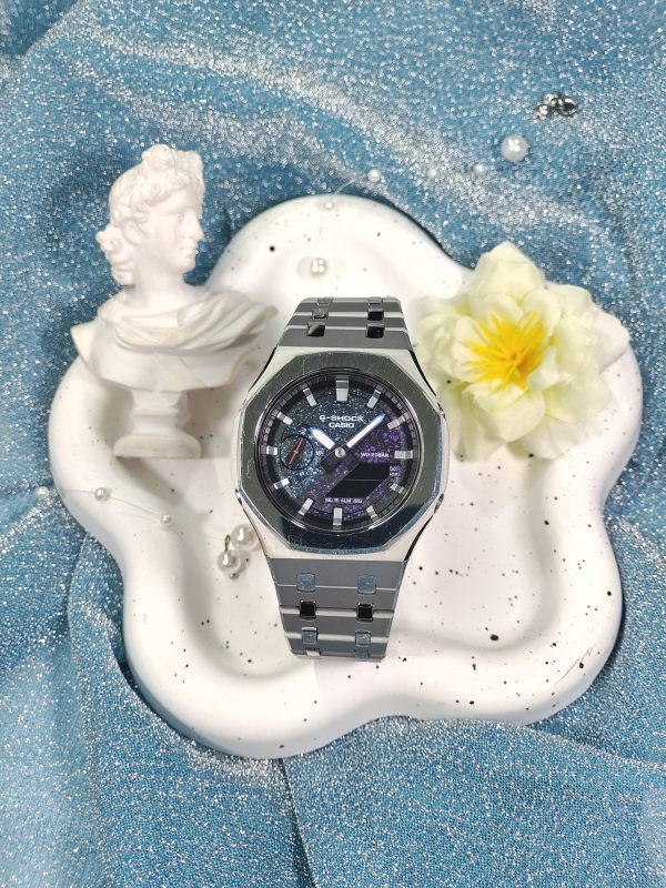 Кастомные часы Casio G-Shock GA-2100 — Чёрный фторкаучук и Чёрные кристаллы — фото 2
