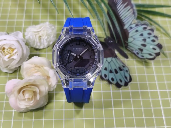 Кастомные часы Casio G-Shock Прозрачная Глубина Лазурного Ритма, лазурные, дополнительное фото. CasiOAK Custom, кастомные ...