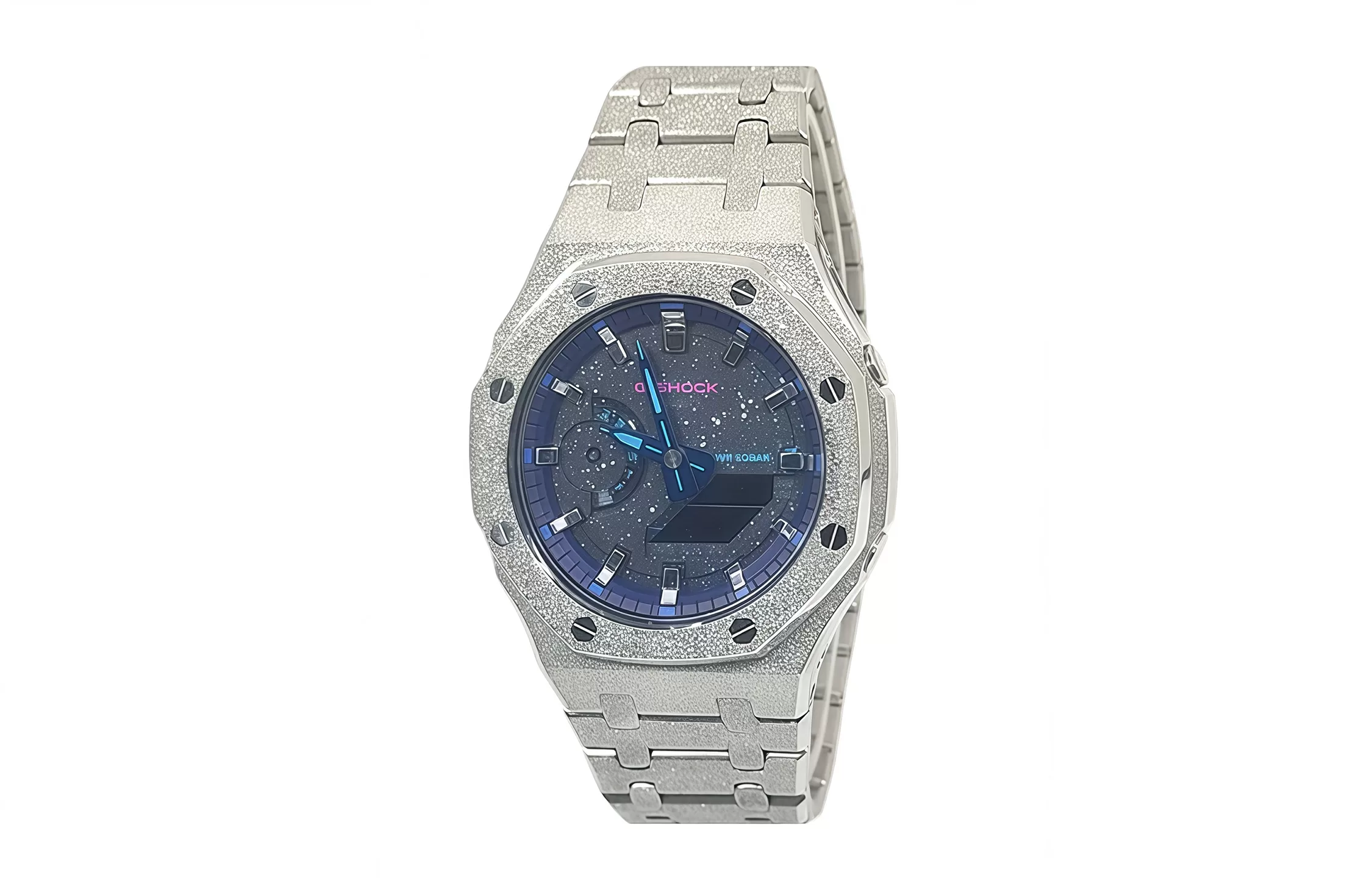 Кастомные часы CASIO GA2100 | стальной браслет | CasiOAK Custom Кастомные часы Casio G-Shock Звёздный Бриллиант Серебряная Сталь, серебряные, дополнительное фото. CasiOAK Custom, кастомн...