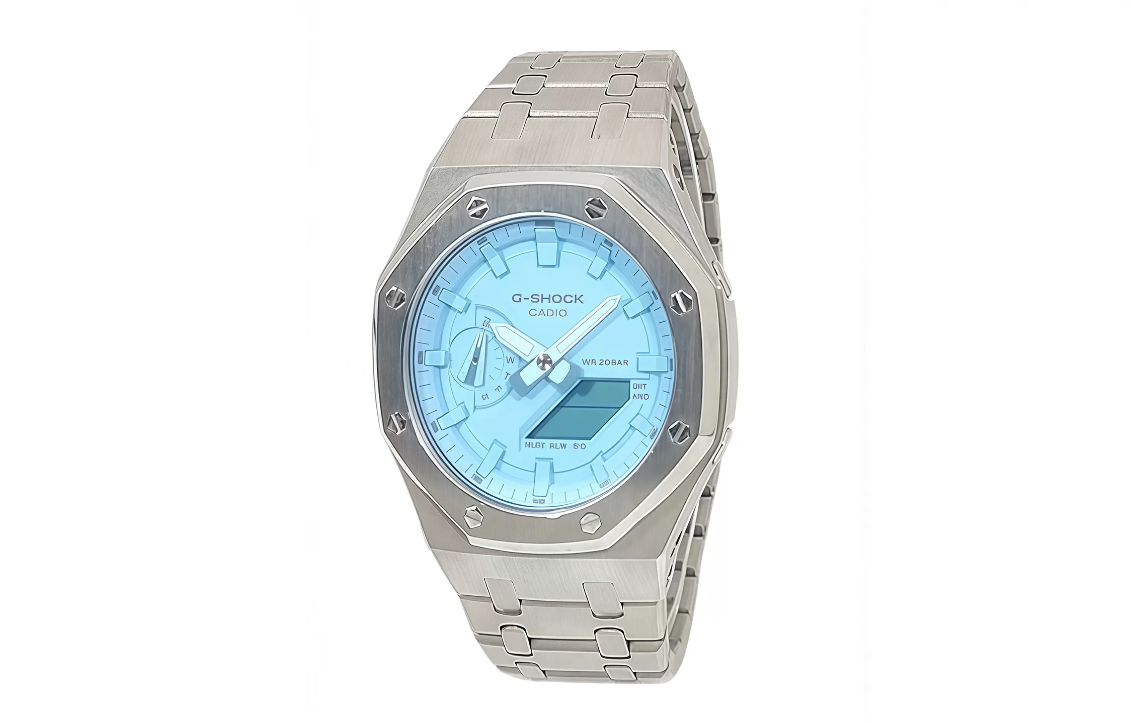 Кастомные часы CASIO GA2100 | Мод | CasiOAK Custom Кастомные часы Casio G-Shock Бирюзовый Тиффани Серебряный Браслет, серебряные, дополнительное фото. CasiOAK Custom, кастом...